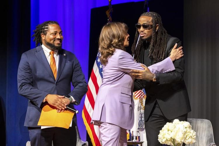 Quavo hosts summit against gun violence featuring VP Kamala Harris on late rapper Takeoff's birthday