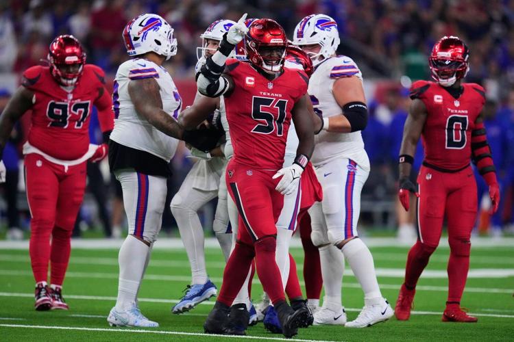 Texans get 8 sacks and Calen Bullock forces 3 turnovers in Houston's 23-19 win over Bills