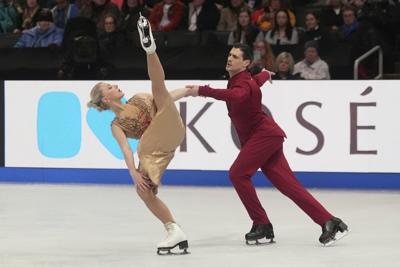 Ice dancers Madison Chock and Evan Bates win a 3rd straight world title as US medal haul continues