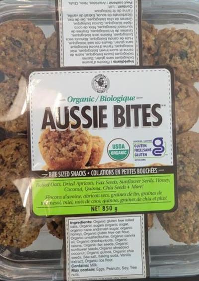 Rappel de bouchées Aussie Bites bio en raison de la présence non déclarée de gluten