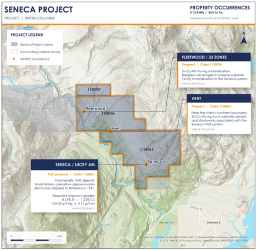 Aventis Energy Enters into Option Agreement to Acquire the Past-Producing Seneca VMS Project in Southwestern British Columbia