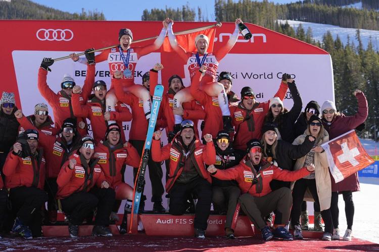 Murisier claims 1st World Cup win by taking men's downhill, Canada's Crawford fourth