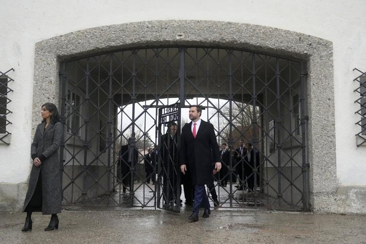 Vance visits the Dachau concentration camp memorial with Holocaust survivor before Zelenskyy meeting