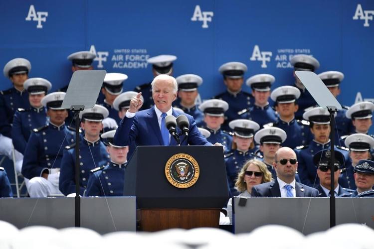 Biden thanks Air Force Academy graduates for choosing 'service over self'; he stumbles after speech