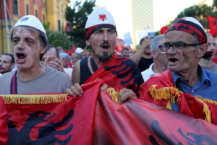 Albanians take to the streets in protest for the 35th night in a row