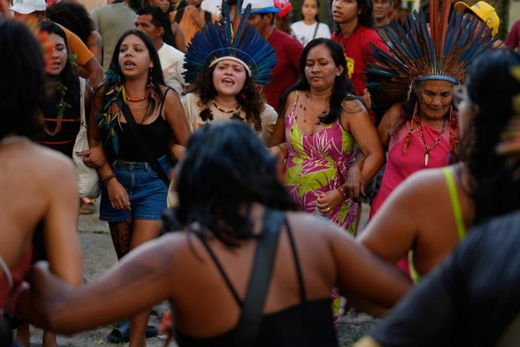 Photos show Indigenous participants at the People's Summit held alongside the COP30 climate meeting