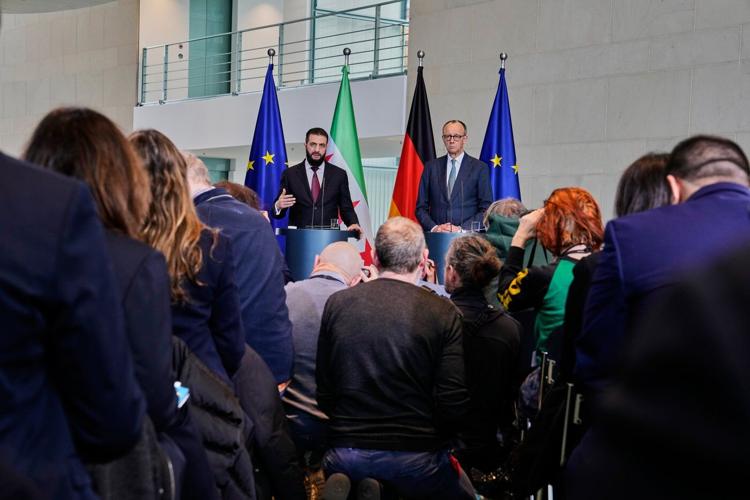 German leader raises prospect of many Syrians returning home as the country's president visits