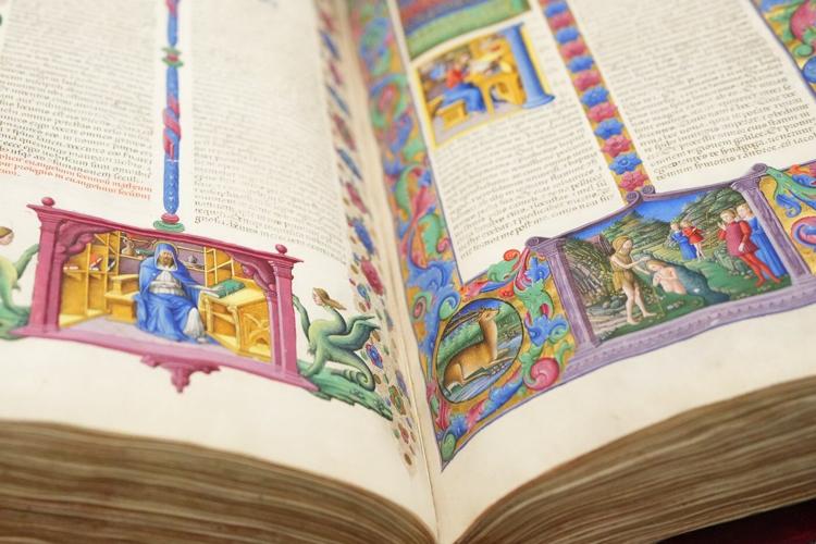One of the most spectacular Renaissance illuminated manuscripts, a bible, on rare display in Rome