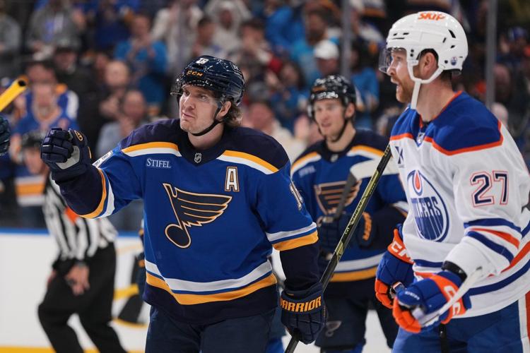 Dvorsky scores first NHL goal, Blues stop 7-game slide by beating Oilers 3-2