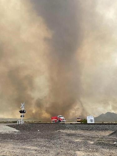 Crews are battling 'fire whirls' in California's Mojave Desert