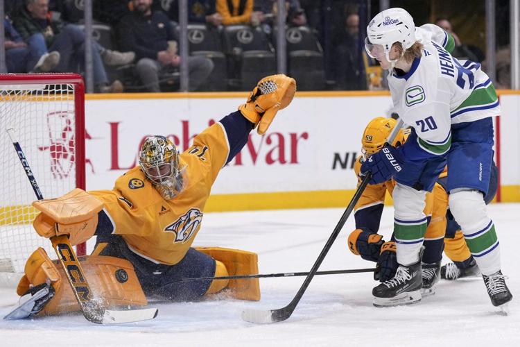 Linus Karlsson gets 1st NHL goal as Canucks beat Predators 3-1
