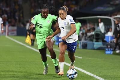 England advances over Nigeria on penalty kicks despite James' red card at the Women's World Cup