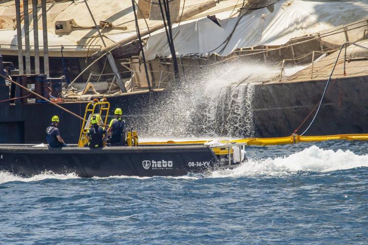Sunken Bayesian superyacht lifted out of the water off Sicily as salvage operate completes