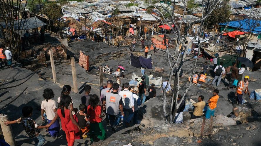 Fire at Cox's Bazar refugee camp in Bangladesh destroyed homes and displaced thousands of Rohingya