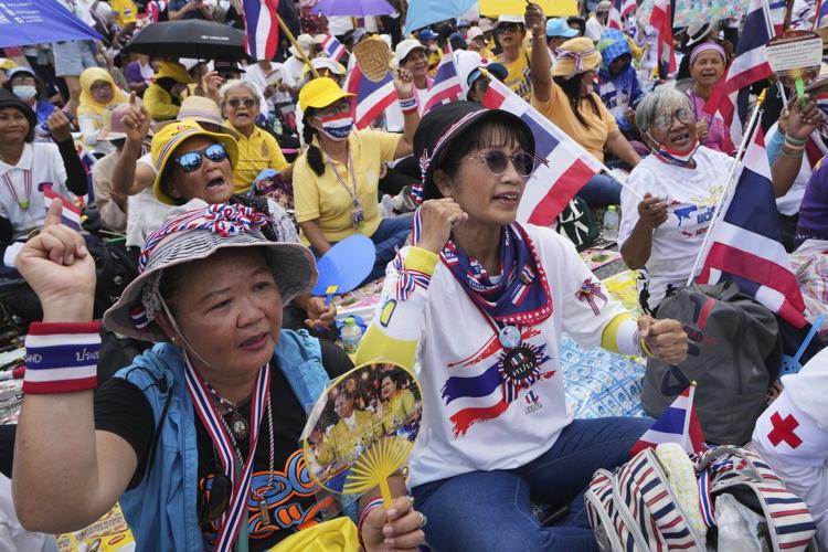 Protesters gather in Bangkok to demand Thai prime minister's resignation over leaked Cambodia call