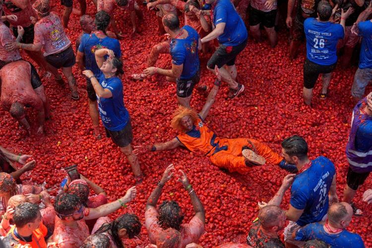 The epic La Tomatina food fight paints a small Spanish town red