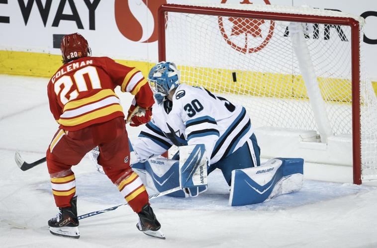 Goals still elusive, but Flames find right formula in 2-0 win over Sharks