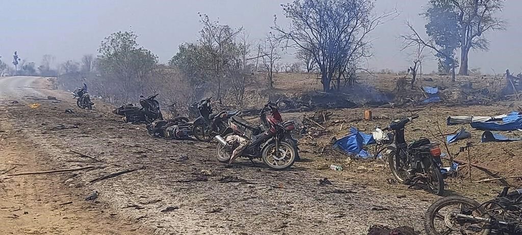 Airstrikes on Myanmar village feared to have killed 100