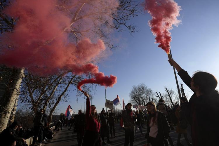 Serbia's students lead Danube bridge blockades as protest draws tens of thousands calling for change