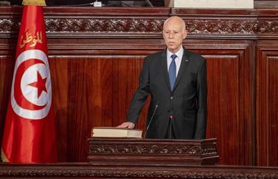 Tunisia's president is inaugurated for a second term following a crackdown on his opponents
