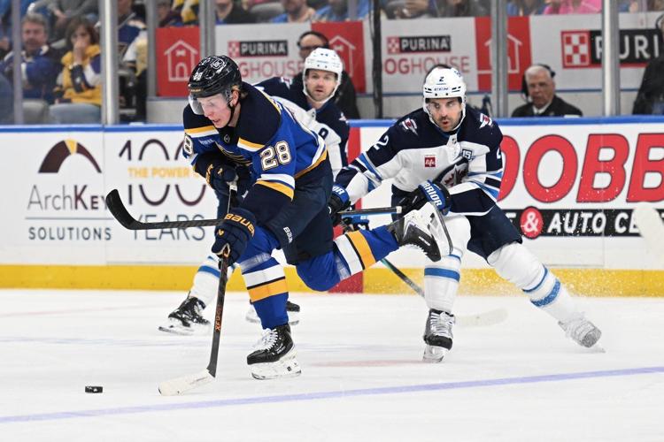 Faulk scores only goal of game, Hofer makes 24 saves to help Blues blank Jets 1-0