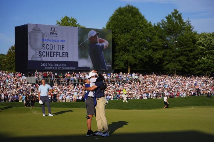 AP PHOTOS: Scheffler pulls away to win PGA Championship for third major title