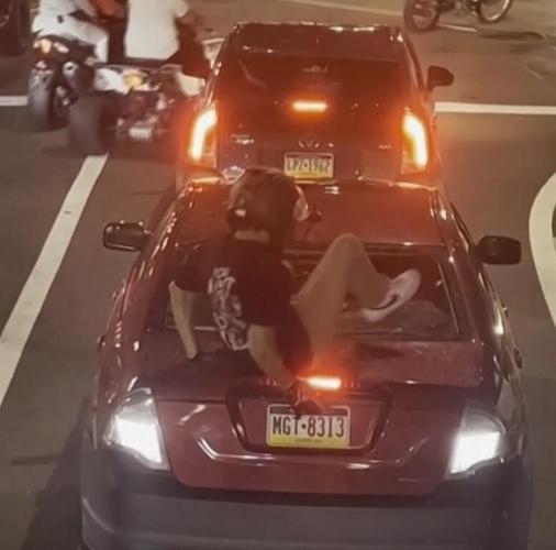 Suspect in helmeted motorcyclist's stomping of car window in Philadelphia is jailed on $2.5M bail