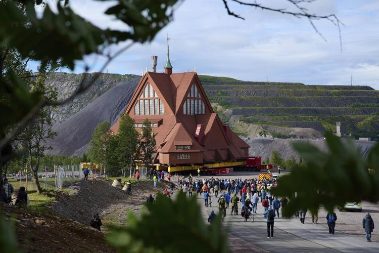 This Swedish church is being moved down the road before a mine swallows its town