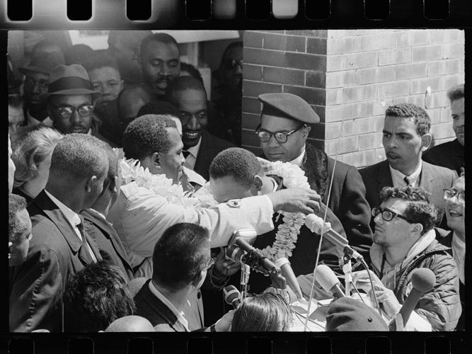 Hawaii displays historic photos of Martin Luther King Jr. wearing flower lei during Selma march
