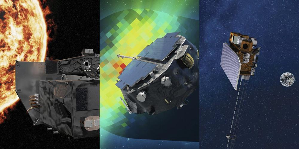 A trio of space weather satellites blast off together to study the sun's violent side