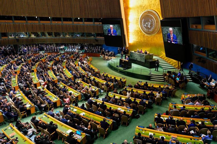 Many leaders back a UN call to address challenges together but Trump says `America First'