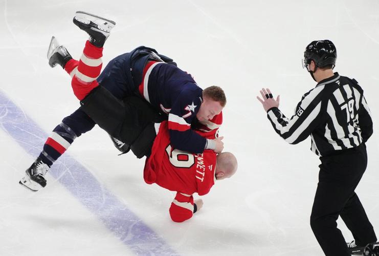 Canada, U.S. drop the gloves in fight-filled start to 4 Nations matchup
