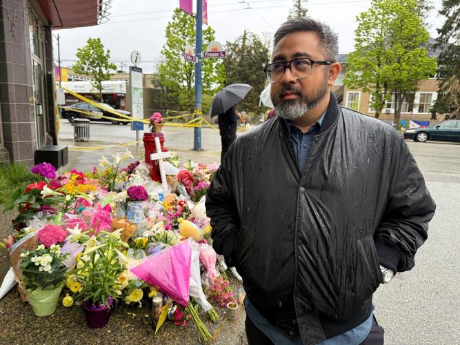 Protesters outside Vancouver's Lapu Lapu festival marking 1 year after 11 were killed