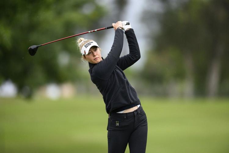 Akie Iwai shoots 64 playing alongside twin sister for share of LPGA Tour lead at El Caballero