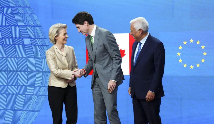 Trudeau in Brussels to talk security as U.S. tariff threats continue