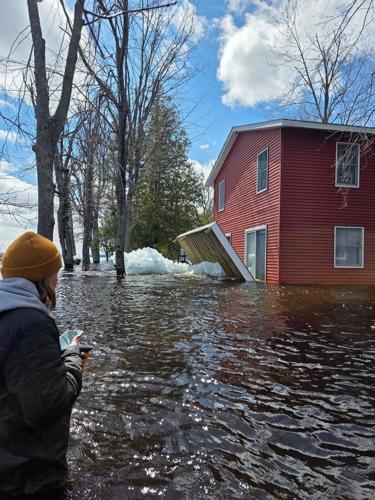 Heavy rain and snowmelt are hurtling large chunks of ice into northeastern Michigan homes