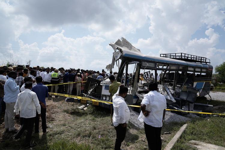 Truck rams into bus in southern India, killing at least 20