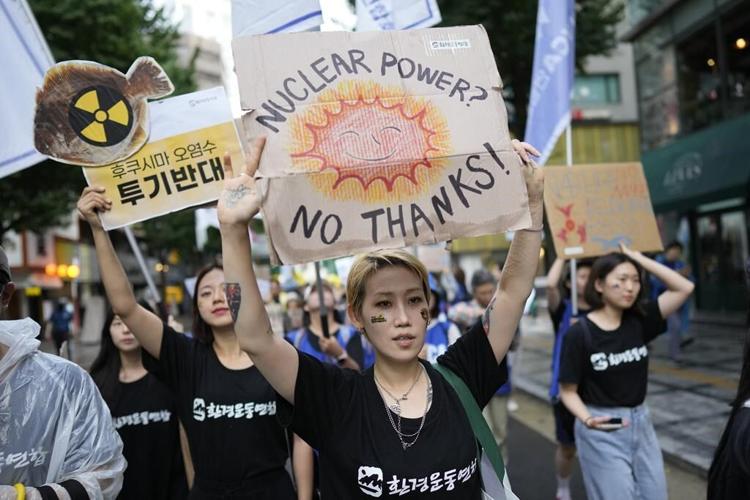 South Koreans rally in Seoul against Japanese plans to release treated nuclear wastewater into sea