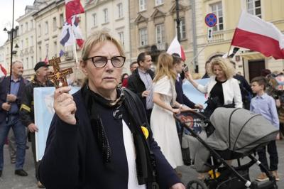 Polish opponents of abortion march against recent steps to liberalize strict law