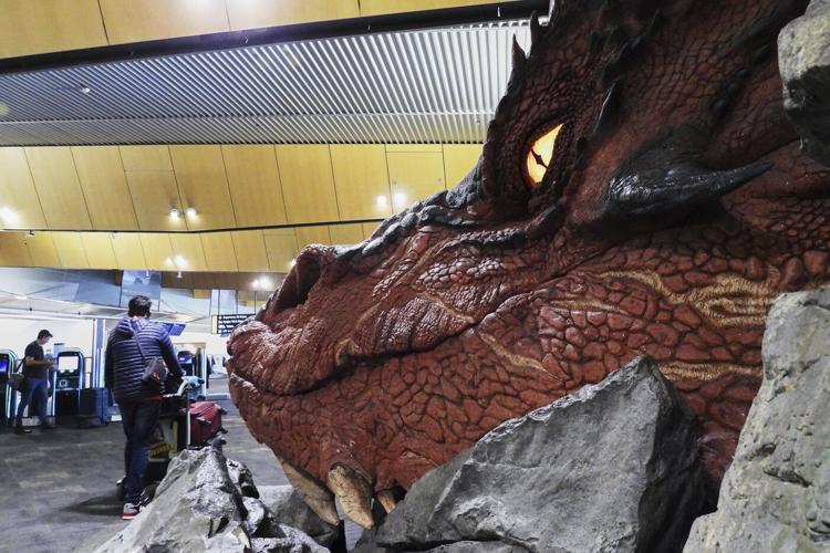A giant sculpture of Gandalf riding an eagle departs Wellington airport for good