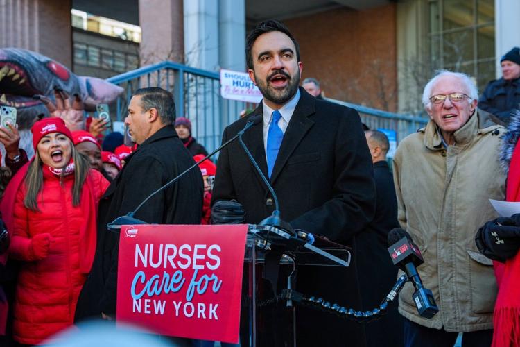 NYC Mayor Zohran Mamdani and US Sen. Bernie Sanders rally with nurses on ninth day of strike