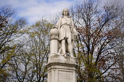 Crews remove box covering Columbus statue in Philadelphia