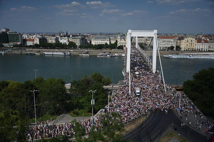 Tens of thousands march in the first Budapest Pride since Viktor Orbán was voted out
