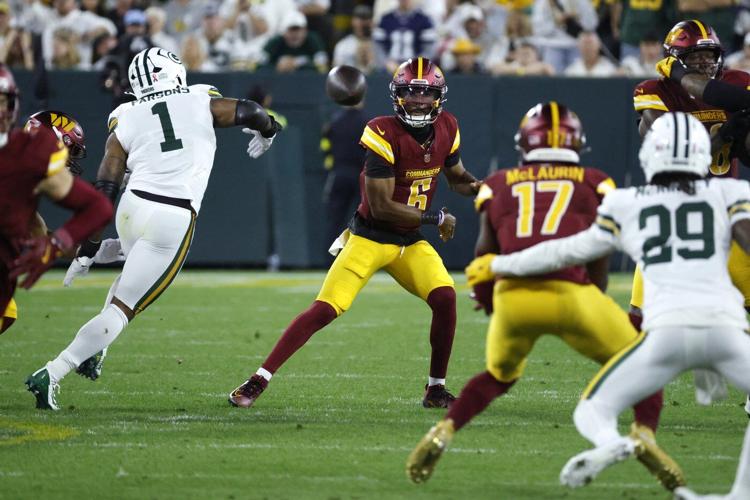 Commanders' Jayden Daniels is not on the field for the start of practice Friday