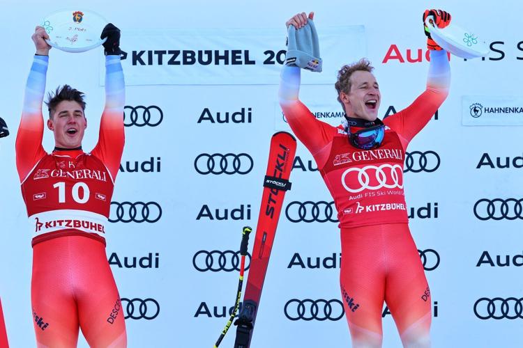 Odermatt narrowly beats Swiss teammate von Allmen to win last World Cup super-G before Olympics