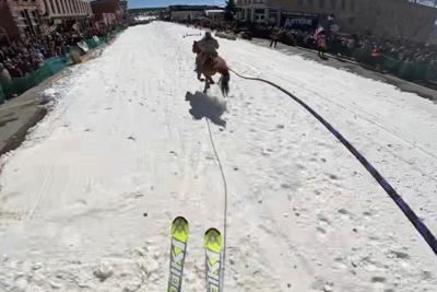 What do you get when you cross rodeo with skiing? The wild and wacky skijoring