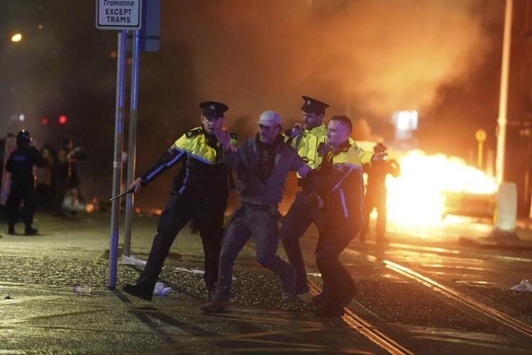Violent clashes break out in Dublin after knife attack that injured 3 children, one seriously