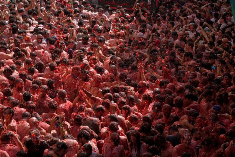 The epic La Tomatina food fight paints a small Spanish town red