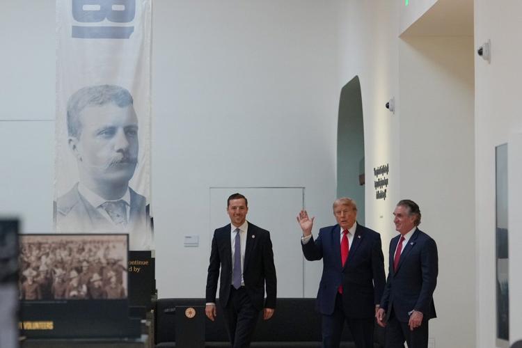 Trump visits newly built Theodore Roosevelt Presidential Library in North Dakota's Badlands