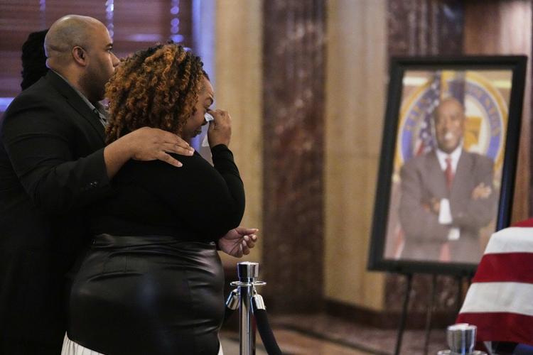 The late US Rep. Sylvester Turner is honored by mourners as he lies in state